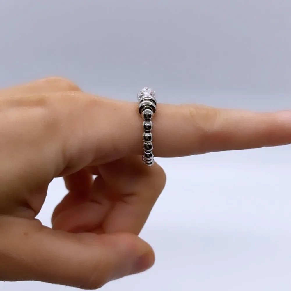 Wool + Pepper Co. Silver Crystal Stackable Ring - Picture 5 of 5